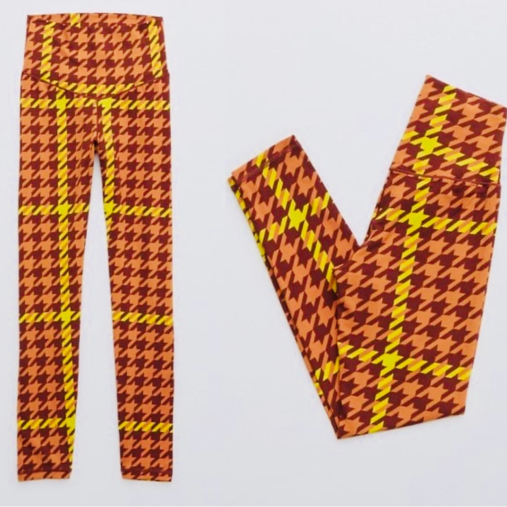 Aerie OFFLINE Colorful Houndstooth Real Me Xtra High Rise 7/8 Length Leggings S